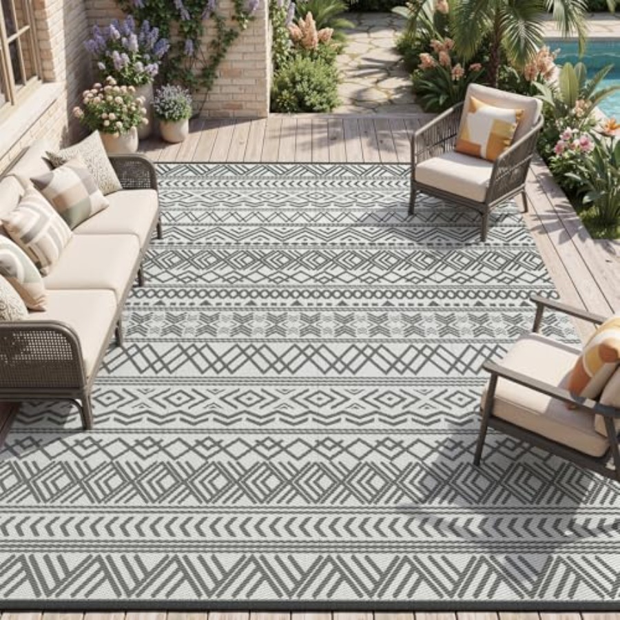 Outdoor Camping Rugs 9X18 - Outdoor patio rug for RV camping