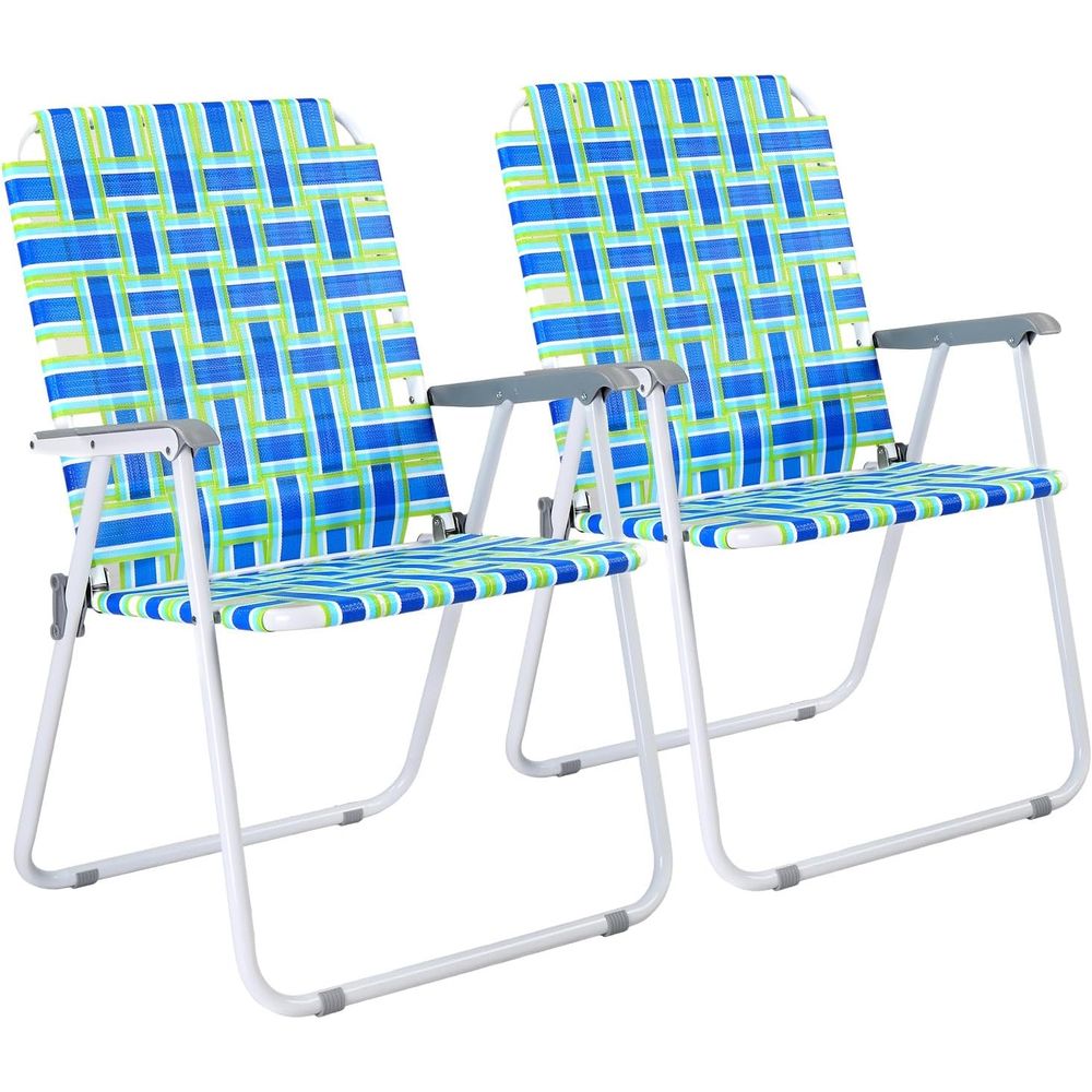 Outdoor Oversized Camping Chair - Oversized Blue Outdoor Lawn Beach Chairs,