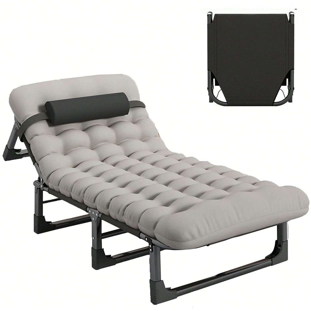 Outdoor Camping Folding Chair - Cot, 4 Positions Adjustable Reclining Folding