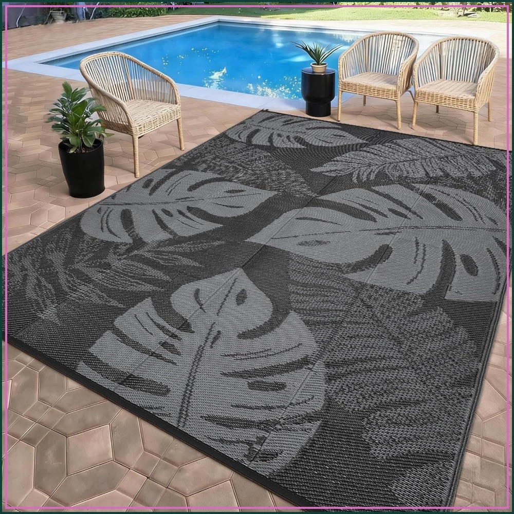 Outdoor Camping Rugs 9X18 - Waterproof Plastic Straw Outdoor Rug 9x18