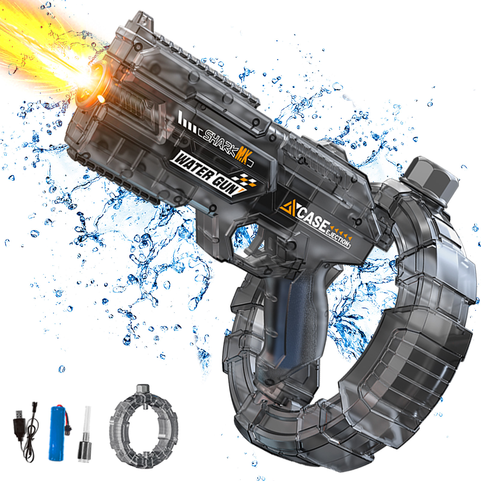 Outdoor Camping Games For Kids - Led Emitting Electric Ring Water Gun