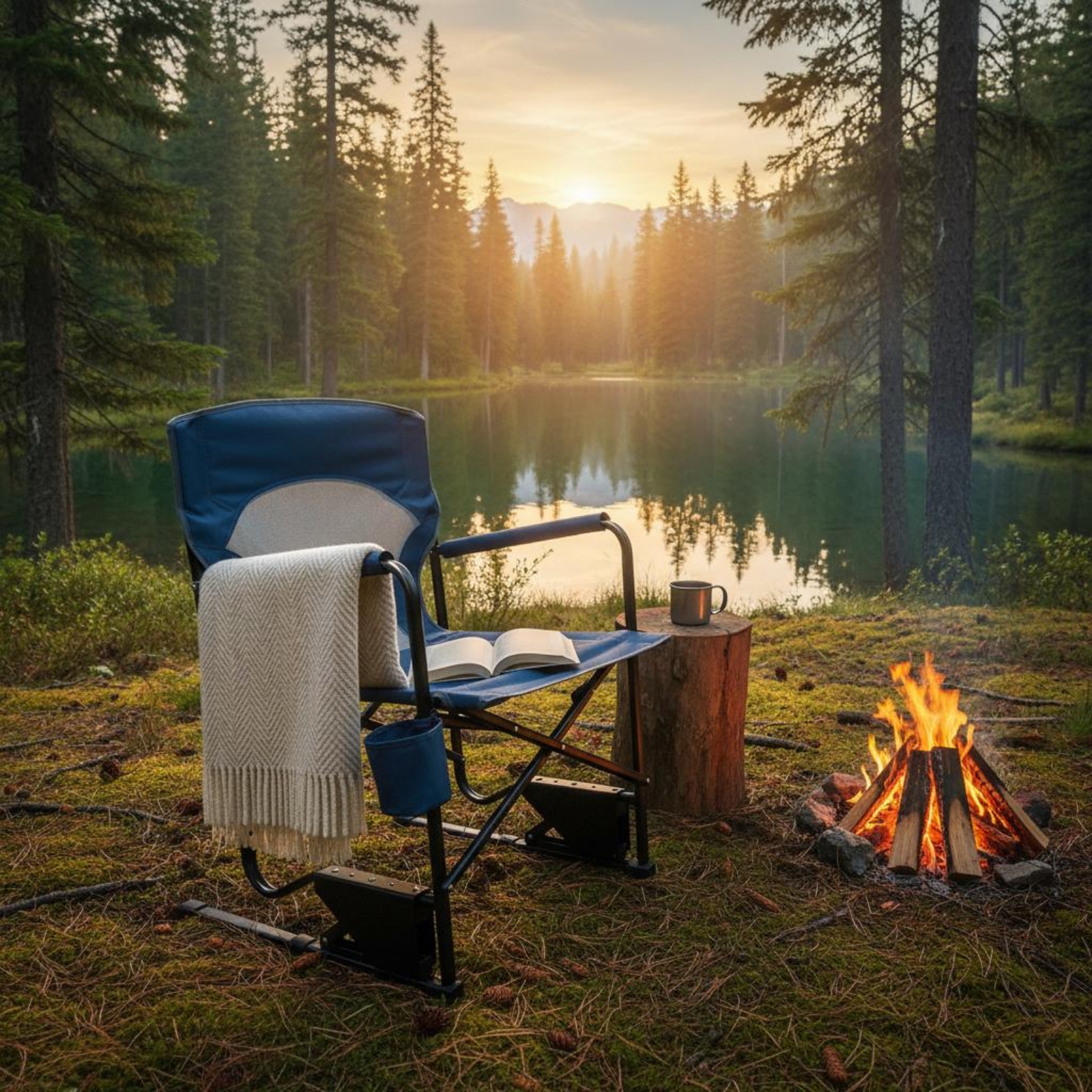 Outdoor Oversized Camping Chair - 4 Pieces Oversized Tall Director Chair