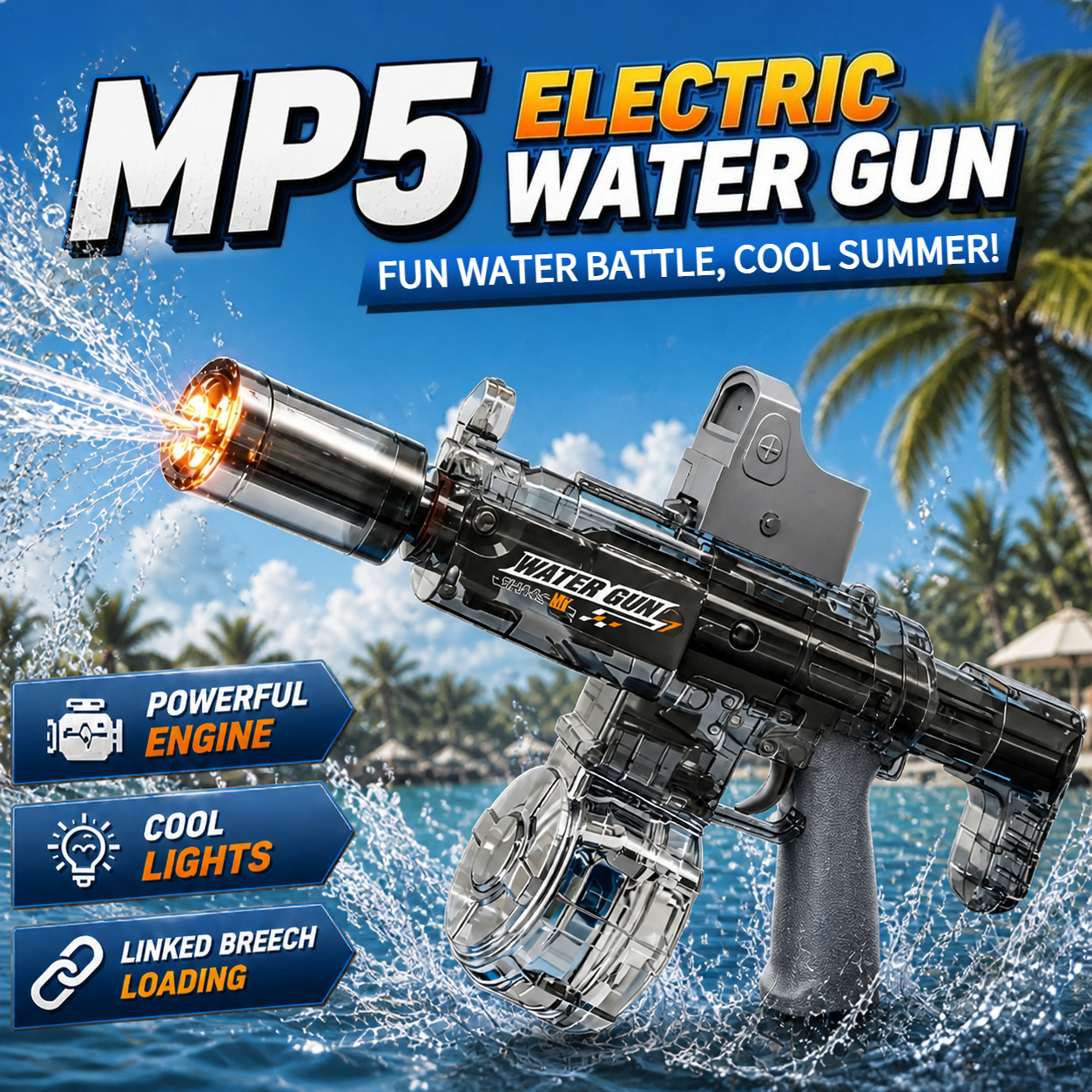 Outdoor Camping Games For Kids - Electric Water Gun Simulation Shooting Water