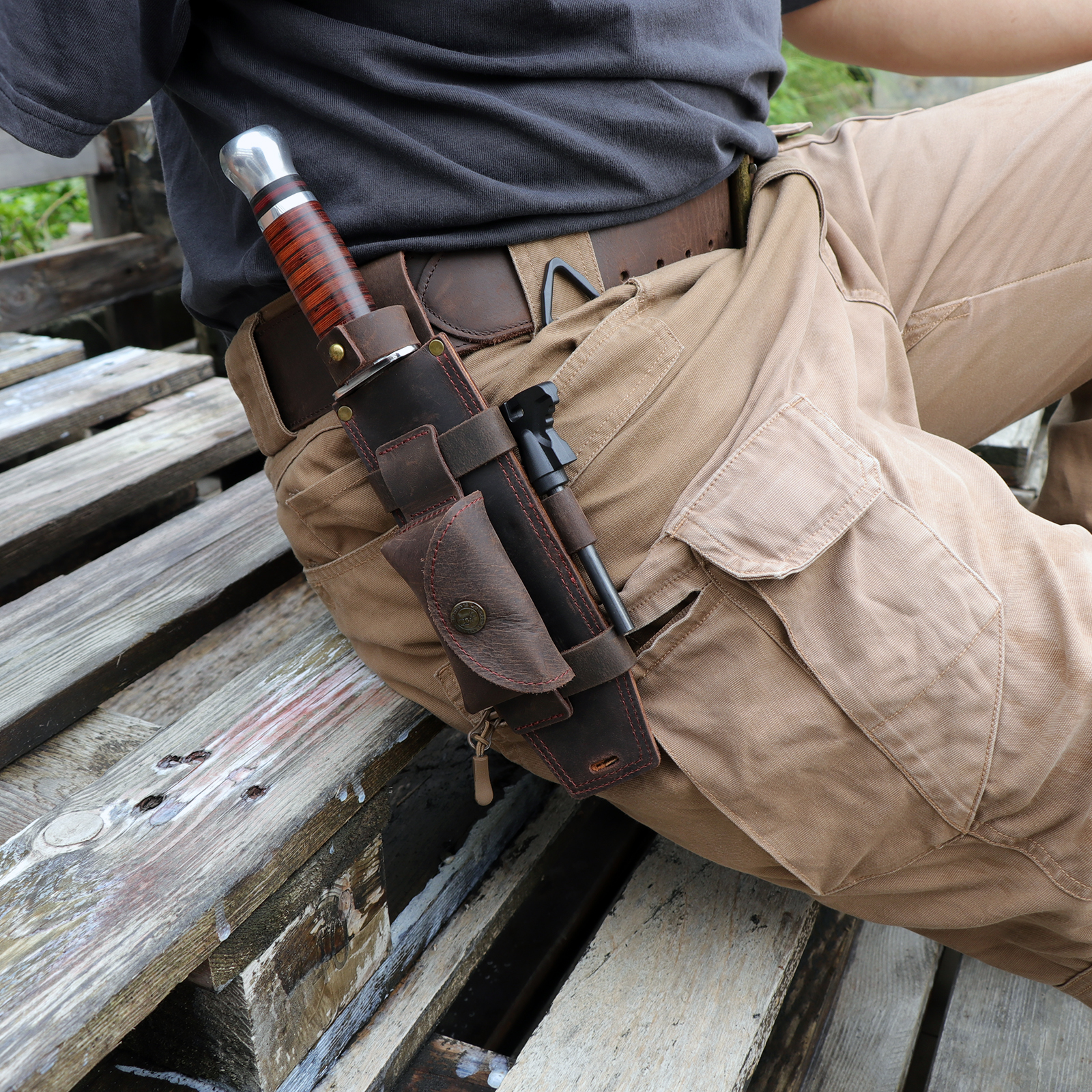 Tourbon Camping Leather thKnif - Camping Knife Multi-Tool ulasan dan harga