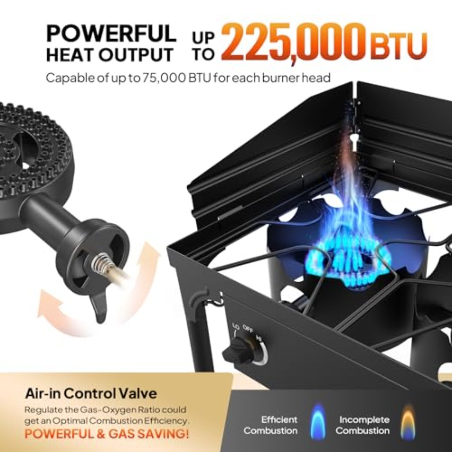 3 Burner Propane Gas Stove wit - Outdoor Camping List ulasan dan harga