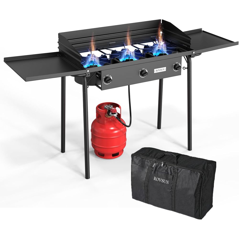 Portable 3-Burner Propane Stov - Outdoor Camping List ulasan dan harga