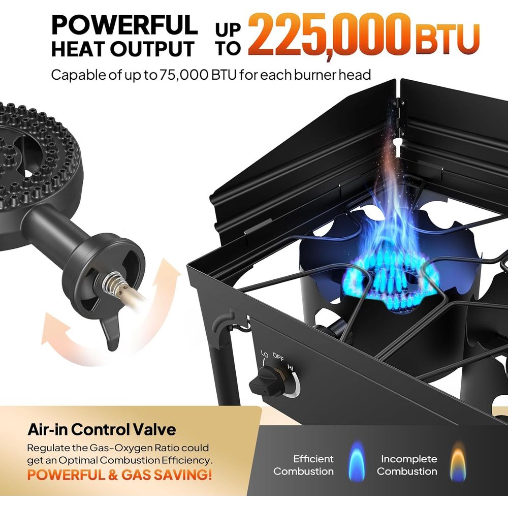 Portable 3-Burner Propane Stov - Outdoor Camping List ulasan dan harga