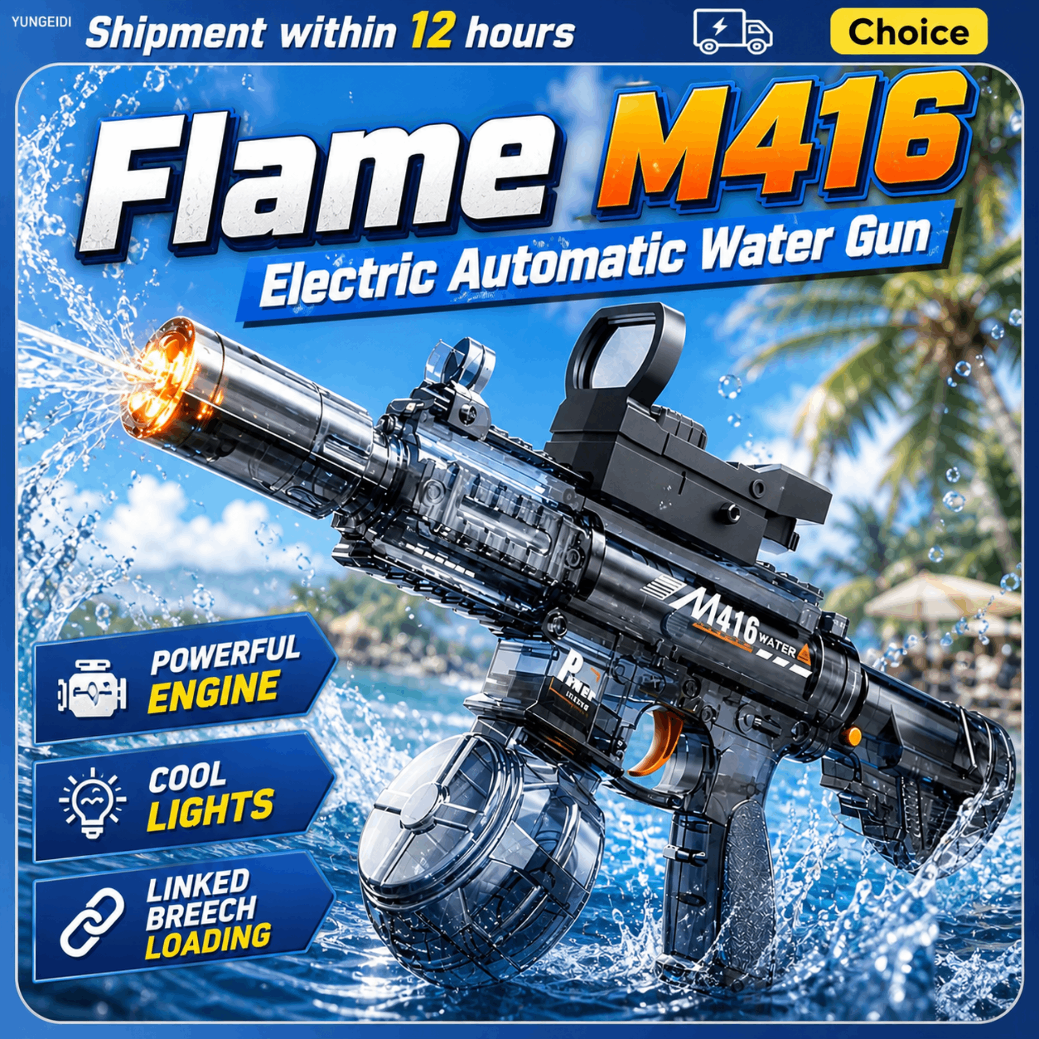 Electric Water Gun Flashing Li - Outdoor Camping Games For Kids ulasan dan harga