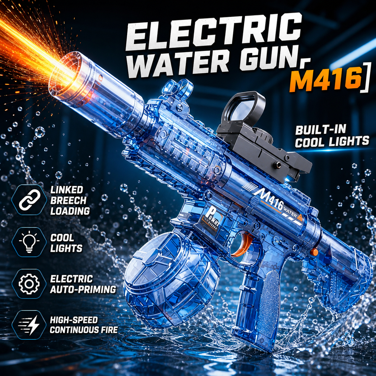 Electric Water Gun Flashing Li - Outdoor Camping Games For Kids ulasan dan harga