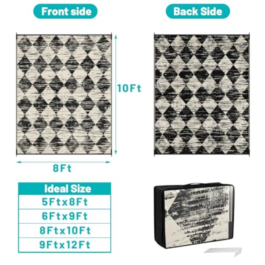 Outdoor checkered rug, waterpr - Outdoor Camping Rugs 8X10 ulasan dan harga