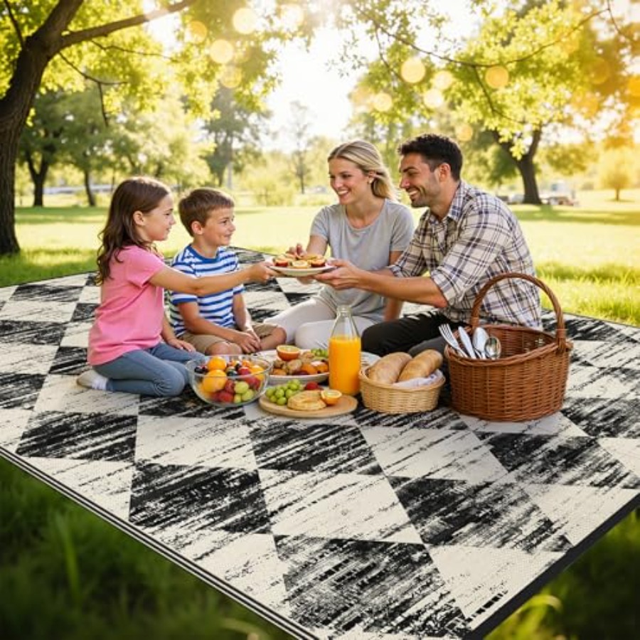 Outdoor checkered rug, waterpr - Outdoor Camping Rugs 8X10 ulasan dan harga