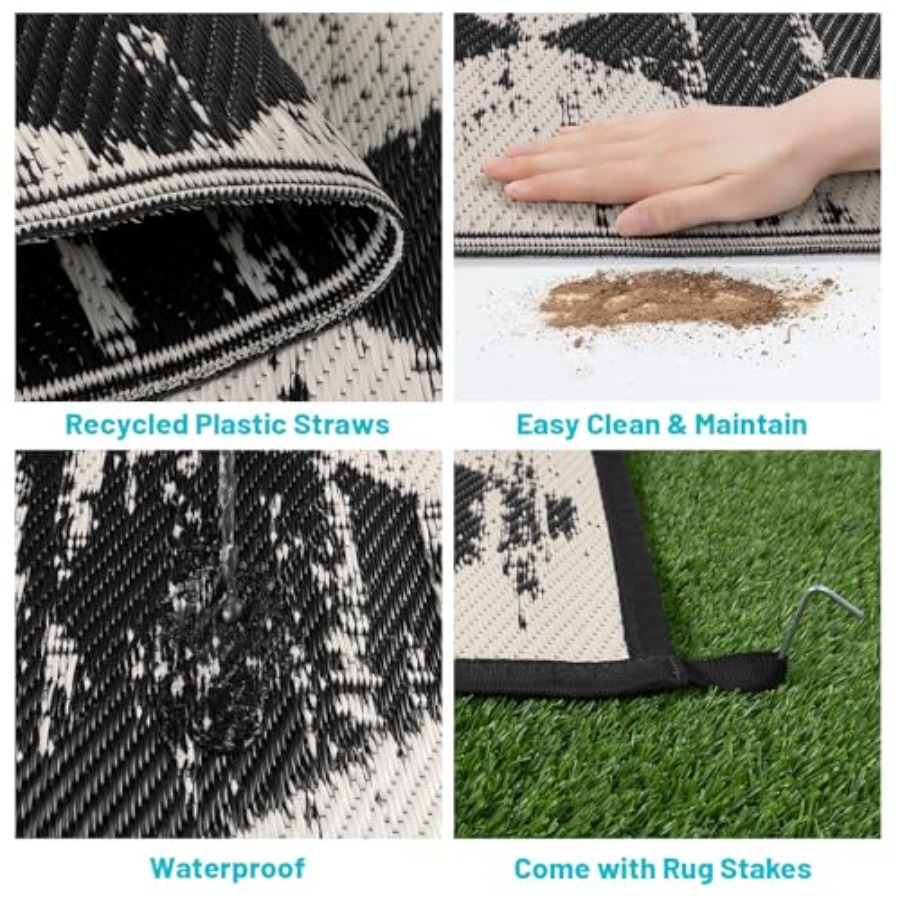 Outdoor checkered rug, waterpr - Outdoor Camping Rugs 8X10 ulasan dan harga