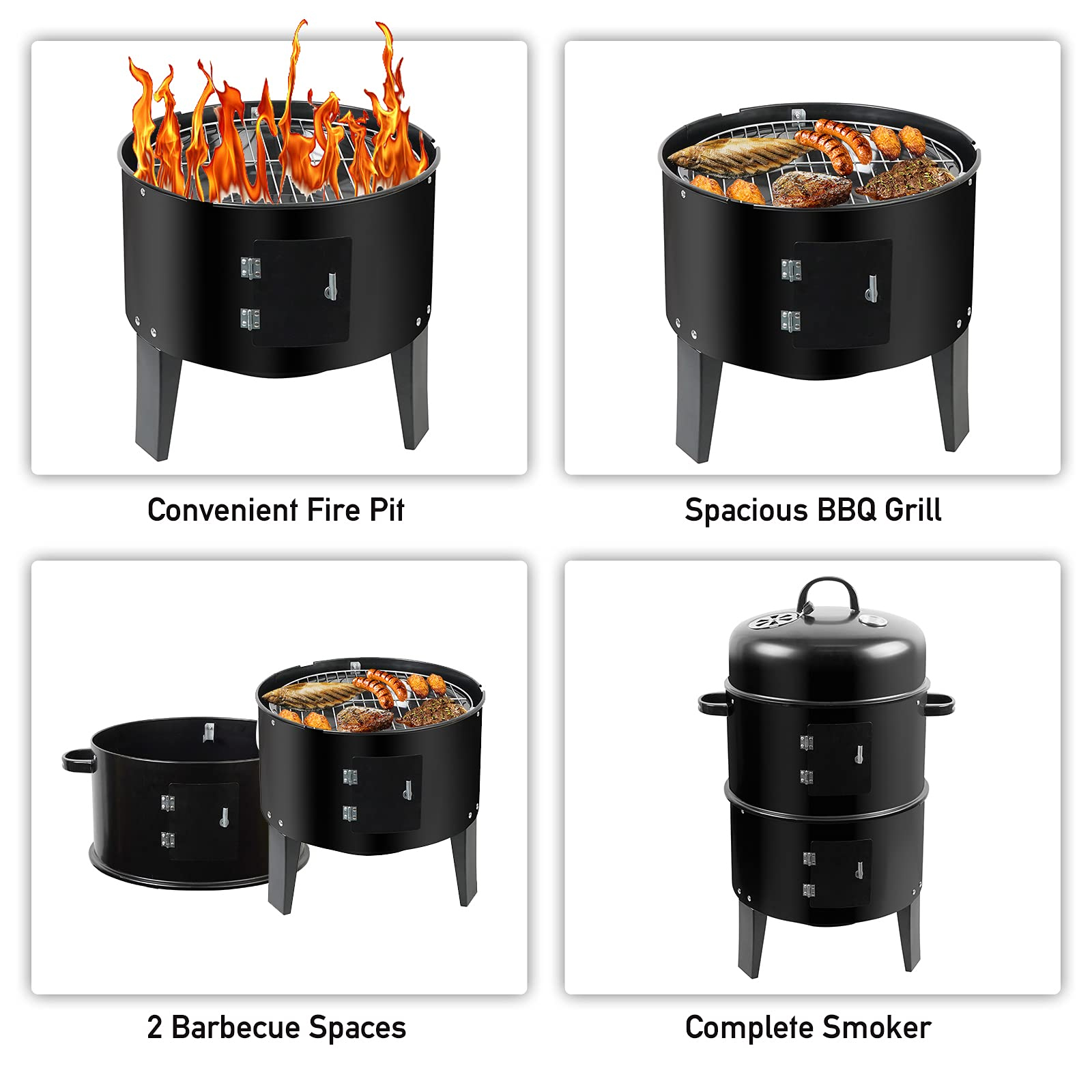 Vertical BBQ Grill Cooker Char - Outdoor Camping Fire Pit ulasan dan harga