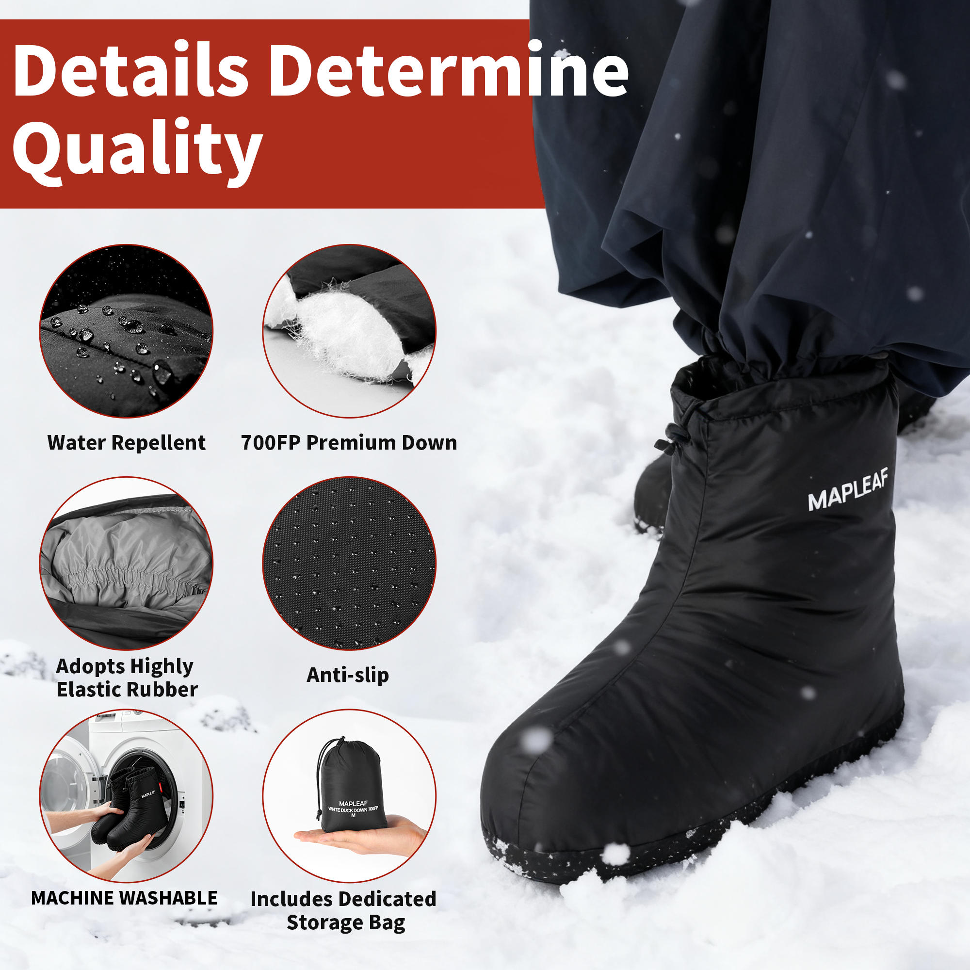 MAPLEAF Down Booties Winter Wa - Outdoor Camping Slippers ulasan dan harga