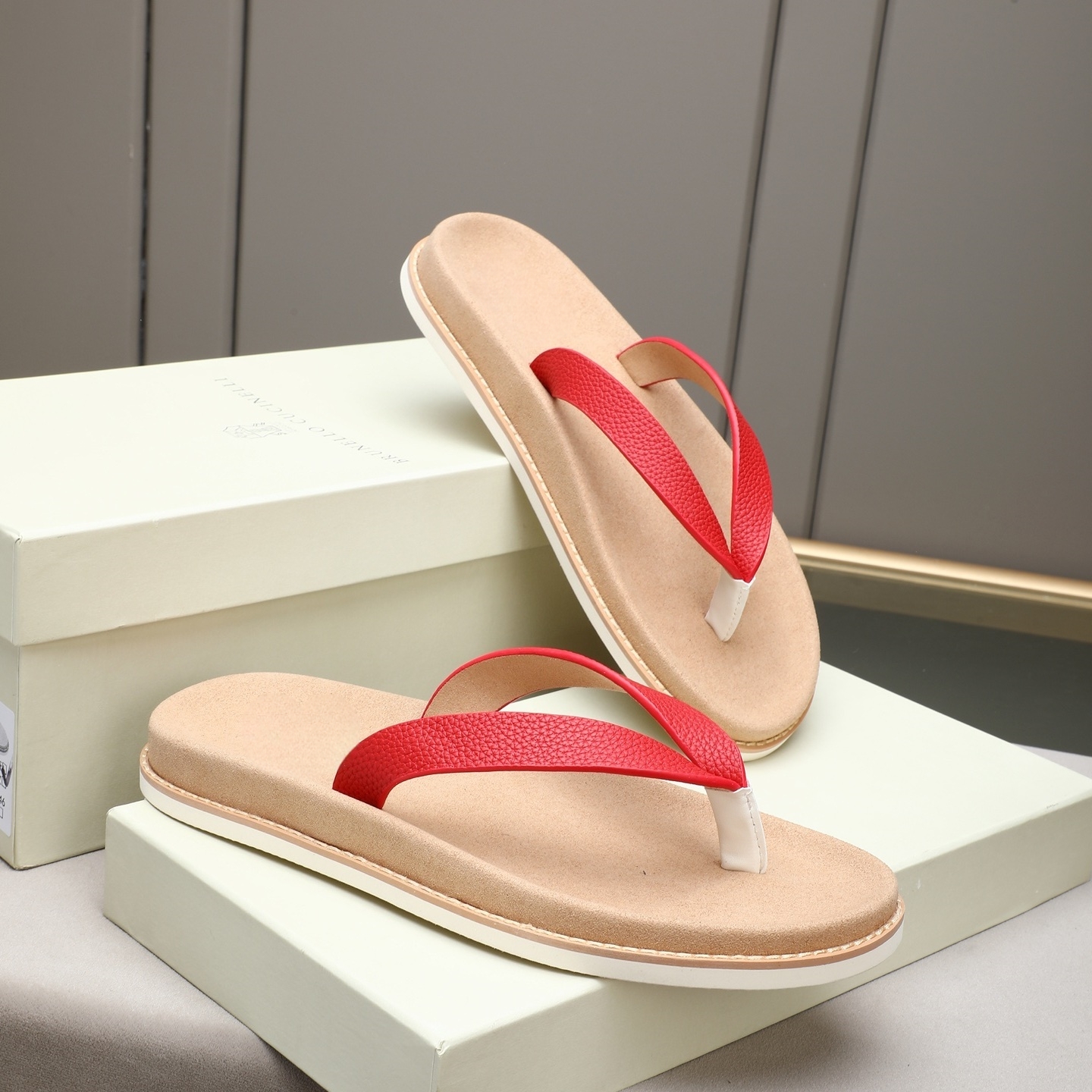 Luxury Brand Genuine Leather S - Outdoor Camping Slippers ulasan dan harga