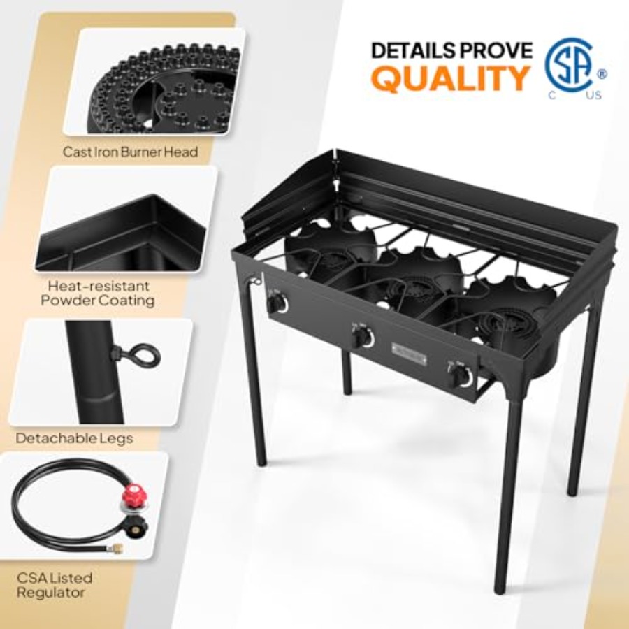 3 Burner Propane Gas Stove wit - Outdoor Camping List ulasan dan harga