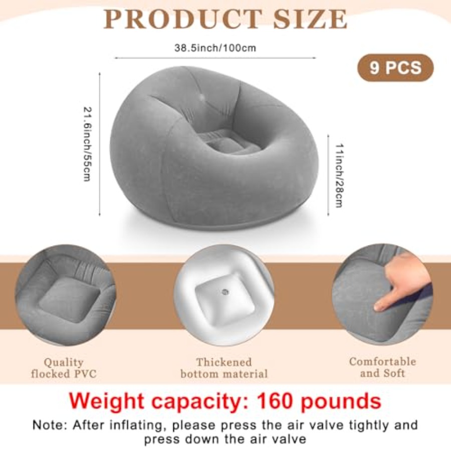 9 Pcs Inflatable Bean Bag Chai - Outdoor Camping Folding Chair ulasan dan harga