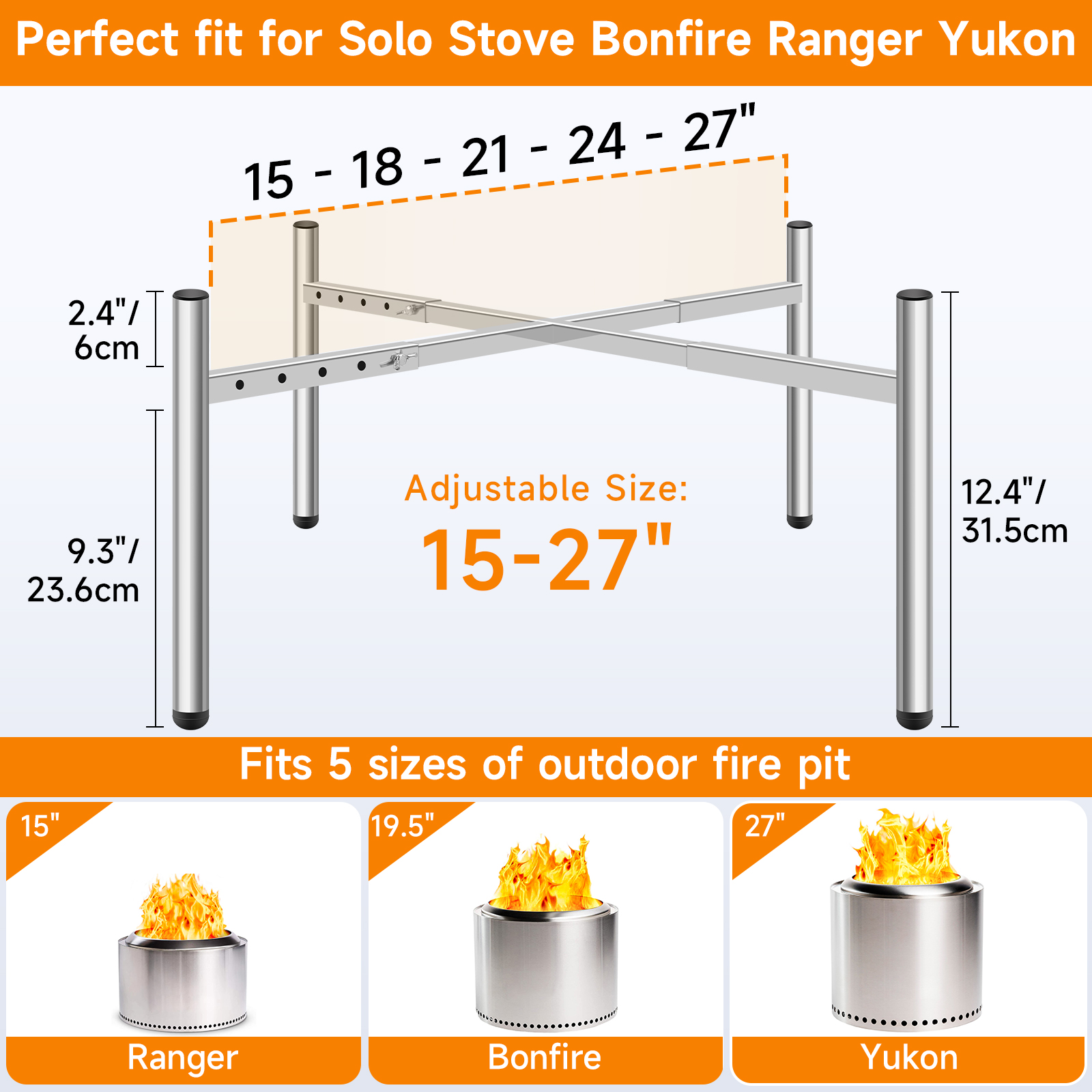 15-27 inch Firepit Stand Solo  - Outdoor Camping Solo ulasan dan harga